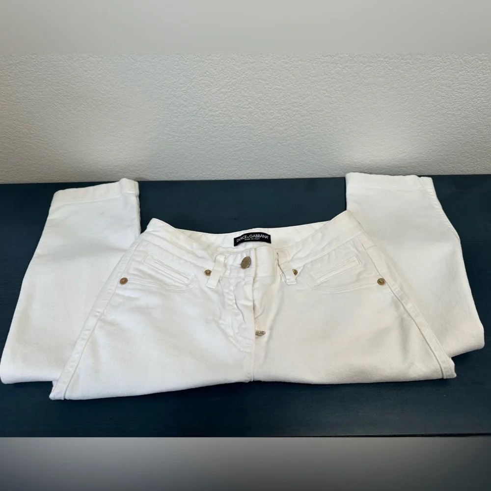 Dolce & Gabbana White Straight Leg Jeans - Picture 2 of 3